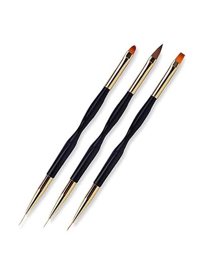 Goolsky 3 Pcs Nail Drawing Pen, Dual End Nail Art Pen Brush Acrylic Round Flat Painting Drawing Liner Nail Tools - Image 1