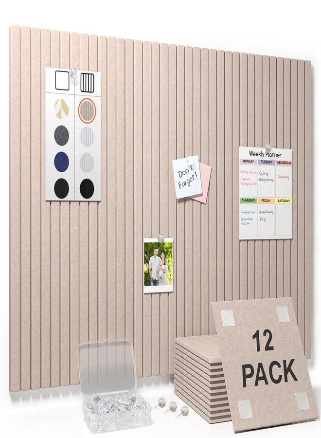 Smarpau Large Cork Board for Walls, 48"x36" Bulletin Board, 12 Pack Felt Wall Tiles with Pushpins Removable Security Stickers, Pin Board for Office Wall Organizer Protector -Dark Camel - Image 1