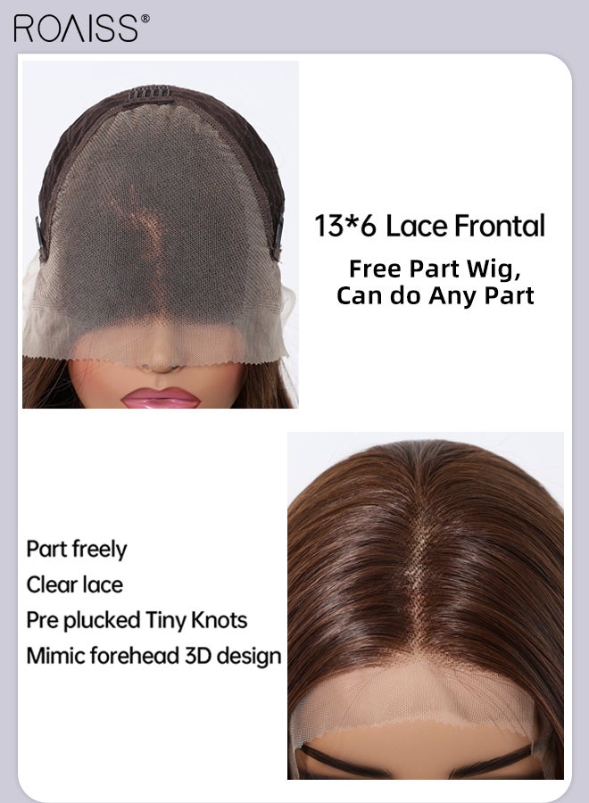 رويس باروكة شعر مستعار نسائية طويلة مستقيمة من الدانتيل من الأمام، ذات طبقات من الشعر الصناعي الناعم الطبيعي المقاوم للحرارة لحفلات الزفاف والتنكر، للاستخدام اليومي، 51 سم (20 بوصة) - Image 4