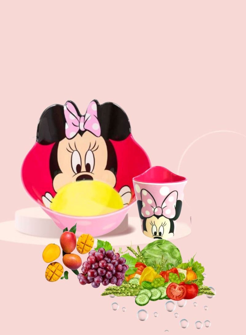 Disney طقم وعاء وكوب مضاد للصدمات من الميلامين للأطفال والرضع بعمر 3 سنوات وما فوق - Image 4