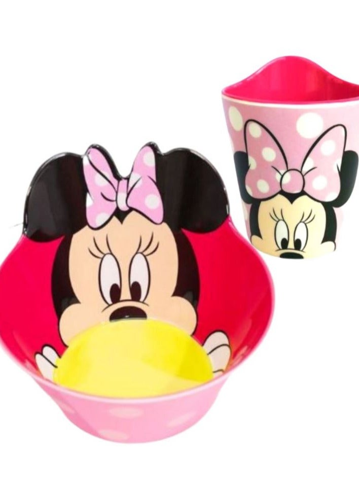 Disney طقم وعاء وكوب مضاد للصدمات من الميلامين للأطفال والرضع بعمر 3 سنوات وما فوق - Image 1