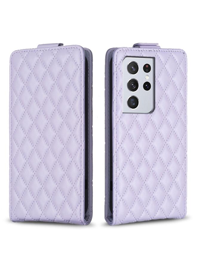 اس-توب جراب لهاتف Samsung Galaxy S21 Ultra 5G، جراب هاتف جلدي شبكي ماسي قابل للطي عموديًا - Image 1