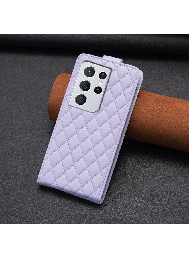 اس-توب جراب لهاتف Samsung Galaxy S21 Ultra 5G، جراب هاتف جلدي شبكي ماسي قابل للطي عموديًا - Image 3