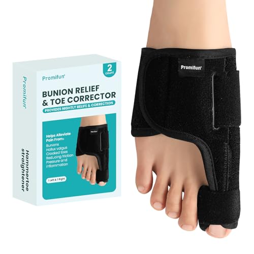 Promifun Toe Splint for Broken Toes - Big Toe Splint for Women & Men - Support Brace for Day & Night Use - Bunion Corrector - 1 Pair - Image 1