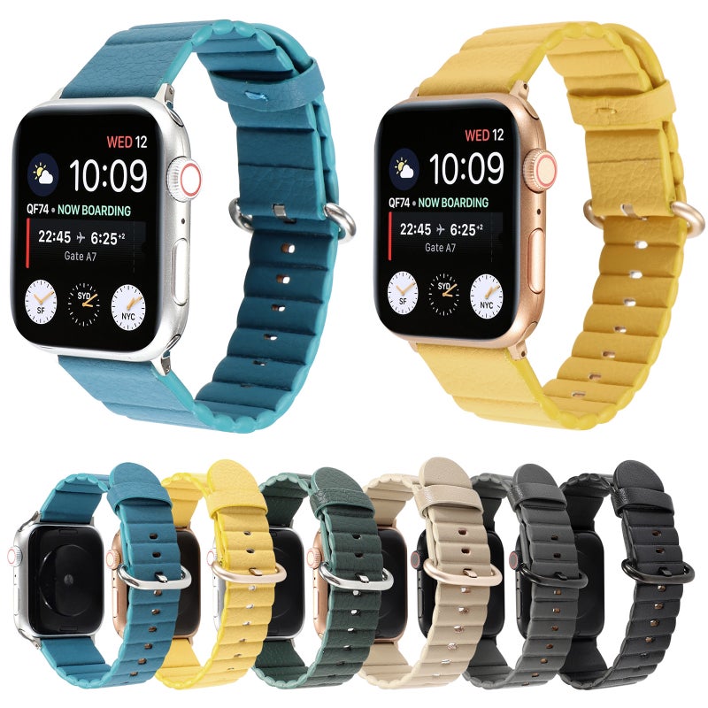 Loop Stripes Watch Band with Iron Buckle For Apple Watch Series 7 41mm / 6 & SE & 5 & 4 40mm / 3 & 2 & 1 38mm(Champagne Gold)