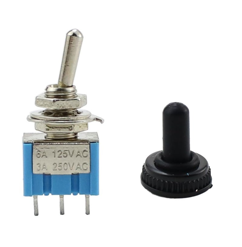 MTS 102 Mini Toggle Switch SPDT 6A 125VAC On On DPDT 6mm Waterproof Cap 10pcs - Image 4