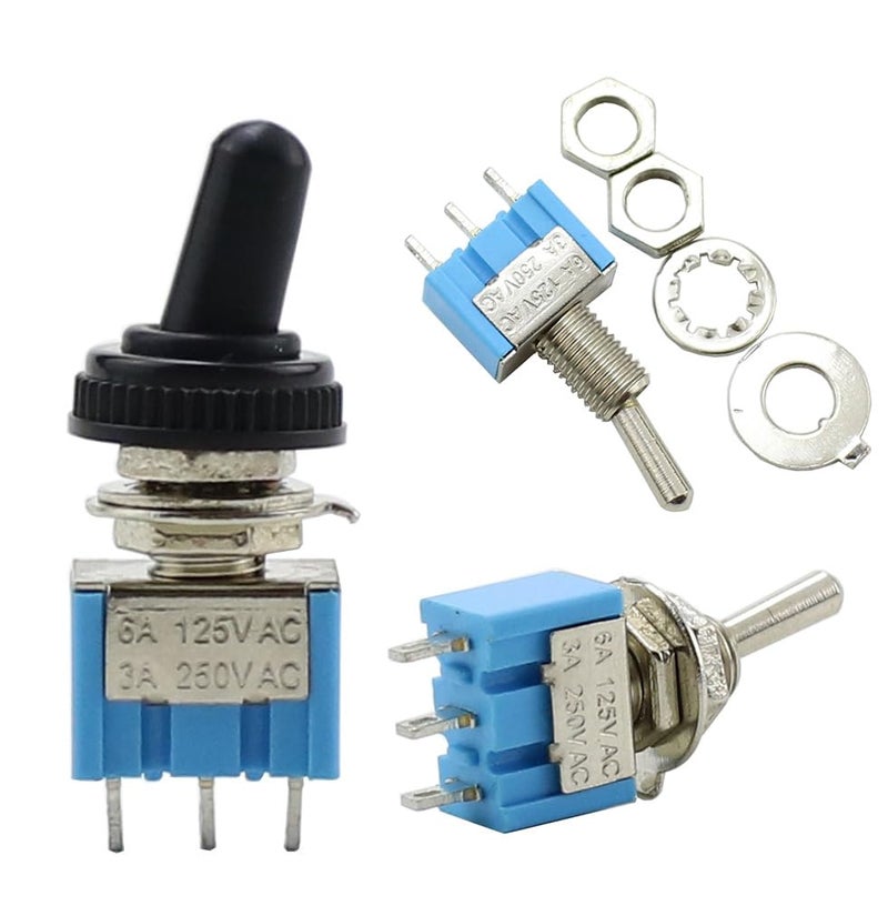 MTS 102 Mini Toggle Switch SPDT 6A 125VAC On On DPDT 6mm Waterproof Cap 10pcs - Image 3