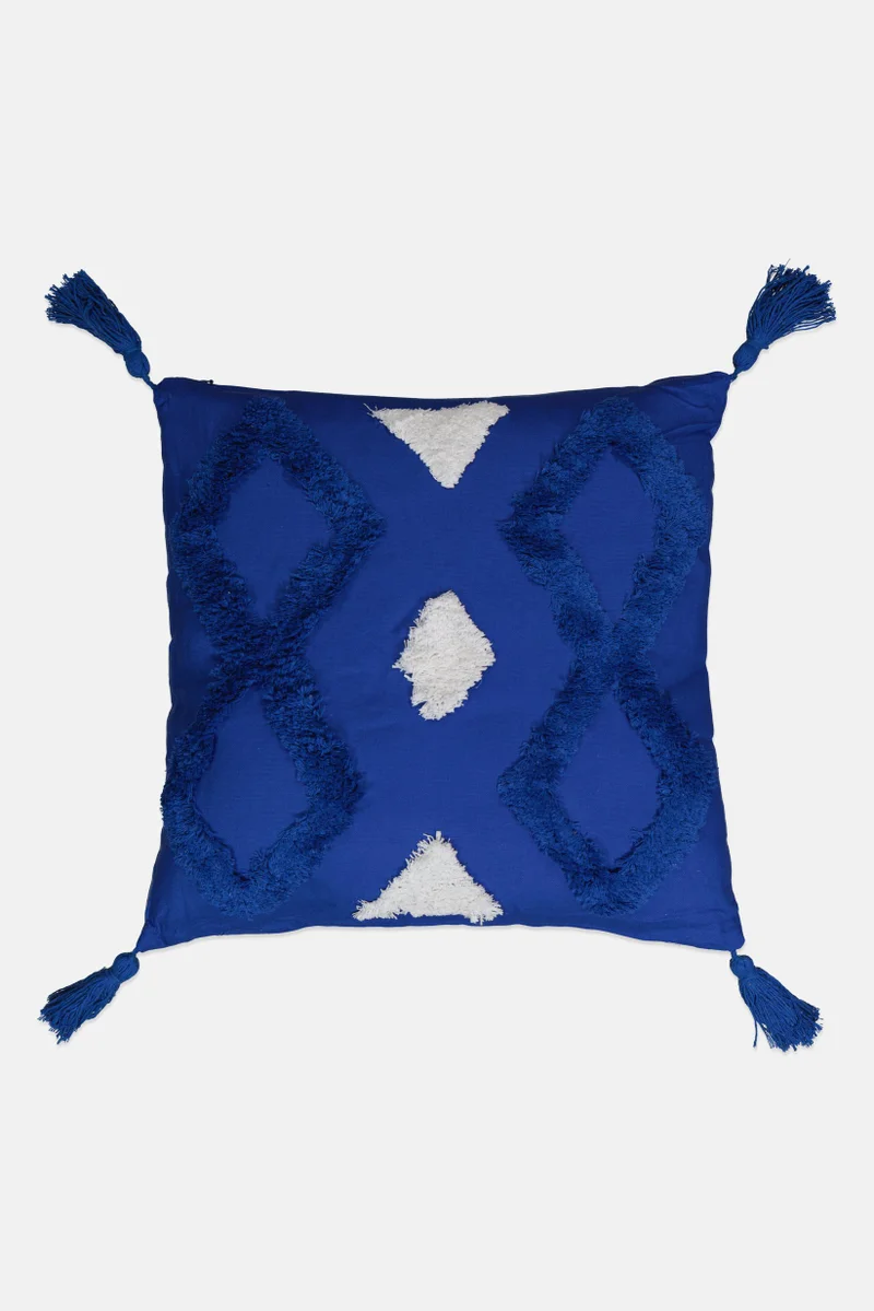 موي موتشو Square Textured Chair Cushion, Blue