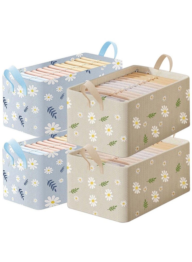 XiuWoo 4 Packs Storage Box Clothes Organisers,Foldable Storage Box with Handle for Organizing Toys, Clothes, Office, 47x28x20cm, bule4 Packs Storage Box Clothes Organisers,Foldable Storage Box with Handle for Organizing Toys, Clothes, Office, 47x28x20cm - Image 1