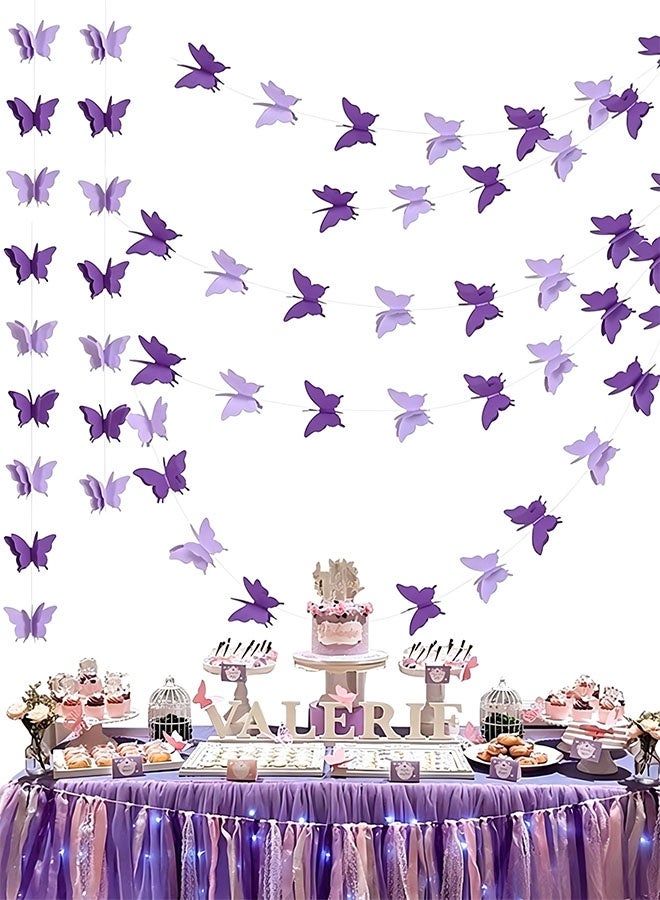 Organizer Butterfly Banner Decorative Paper Garland for Wedding Baby Shower Birthday Theme Decor 110 Inches Pack of 3 Pieces Purple - Image 1