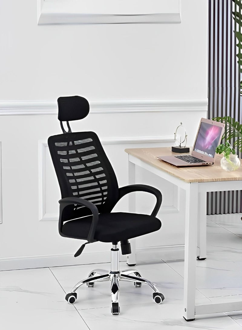 C&C Home Ergonomic Computer Desk Chair Adjustable Mesh Chair with Headrest and Steel Base - Image 1