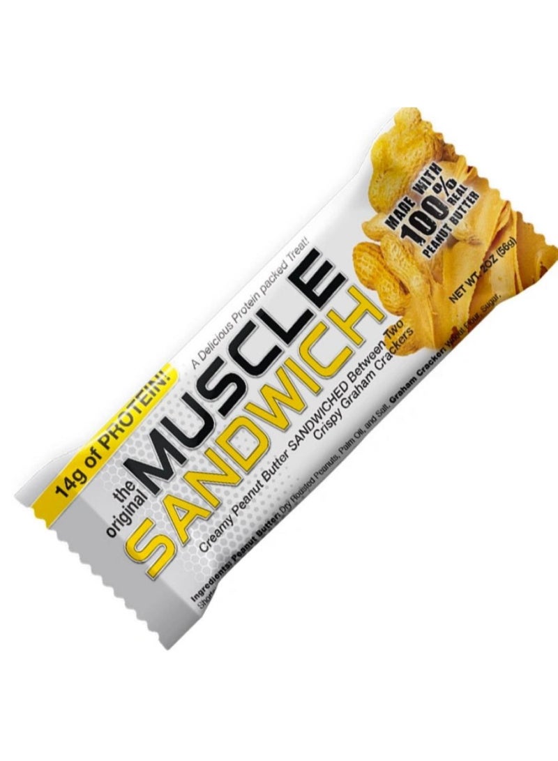 MUSCLE SANDWICH Muscle Sandwich Original Protein Bar Peanut Butter  Pack of  12 X 56g  - Image 2