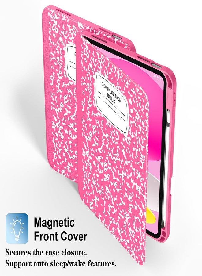 Supveco جراب Supveco لجهاز iPad (A16) الجيل الحادي عشر 11 بوصة (2025)، وجهاز iPad الجيل العاشر 10.9 بوصة (2022) مع حامل قلم - [تشغيل/إيقاف تلقائي]، جراب فاخر قابل للطي مع غطاء خلفي من مادة TPU الناعمة - وردي فاقع - Image 4