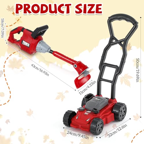 Arrowbash 2 Pcs Toy Gardening Tool Set for Kids Toy Weed Trimmer Push Lawn Mower Battery Powered Gardening Tool Set with Lights and Sounds Christmas Birthday Gift for Boys Girls - Image 5
