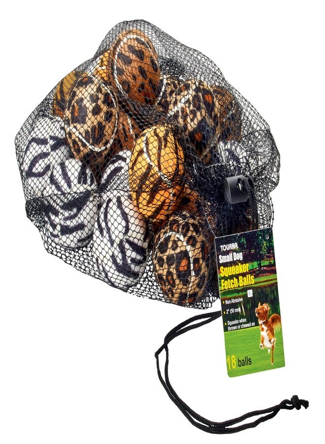 TOURNA Unique Sports Small Dog Animal Print Mini Tennis Fetch Balls, Squeaker Ball Dog Toy 18 Pack - Image 1