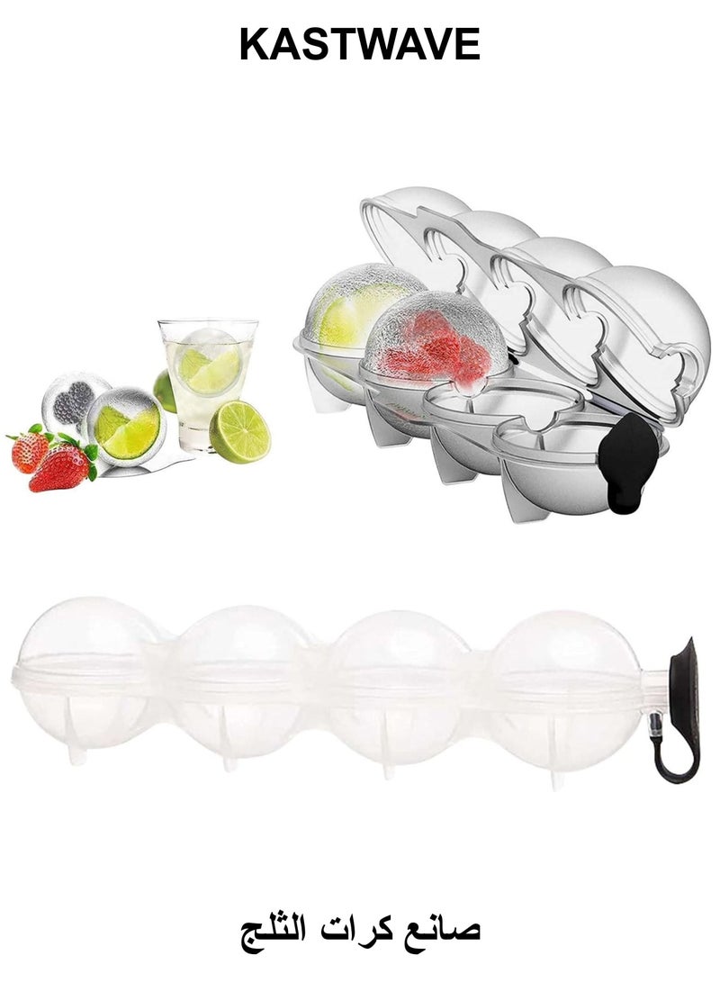 KASTWAVE 4-Hole Ice Ball Maker, 2 Pcs Round Ice Ball Mold, Ice Hockey Mold Round Trays, Four Hole Ice Making Box Reusable DIY Ice Maker - Image 1