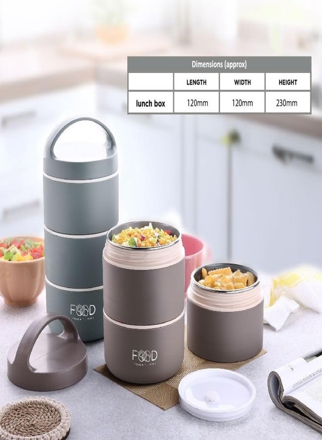 Gcrox 3 Layer Steel Insulated Lunch Box for Office Use | Leak-Proof Tiffn Box with Airtight Food Containers | Durable Hot Tiffin Box for Office,School,Travel | Lunch Box for Men Women Kids(1-pcs) - Image 2