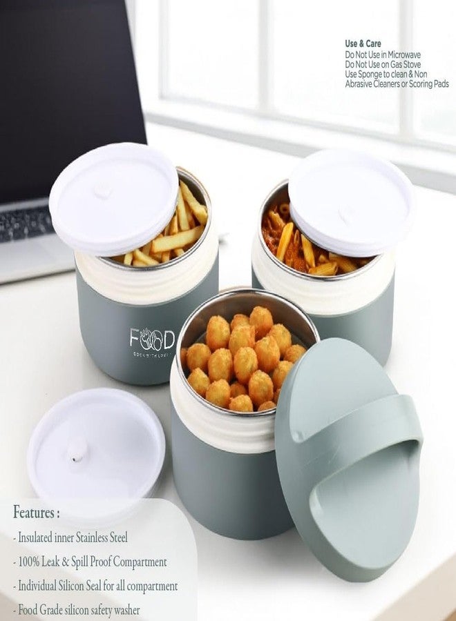 Gcrox 3 Layer Steel Insulated Lunch Box for Office Use | Leak-Proof Tiffn Box with Airtight Food Containers | Durable Hot Tiffin Box for Office,School,Travel | Lunch Box for Men Women Kids(1-pcs) - Image 3