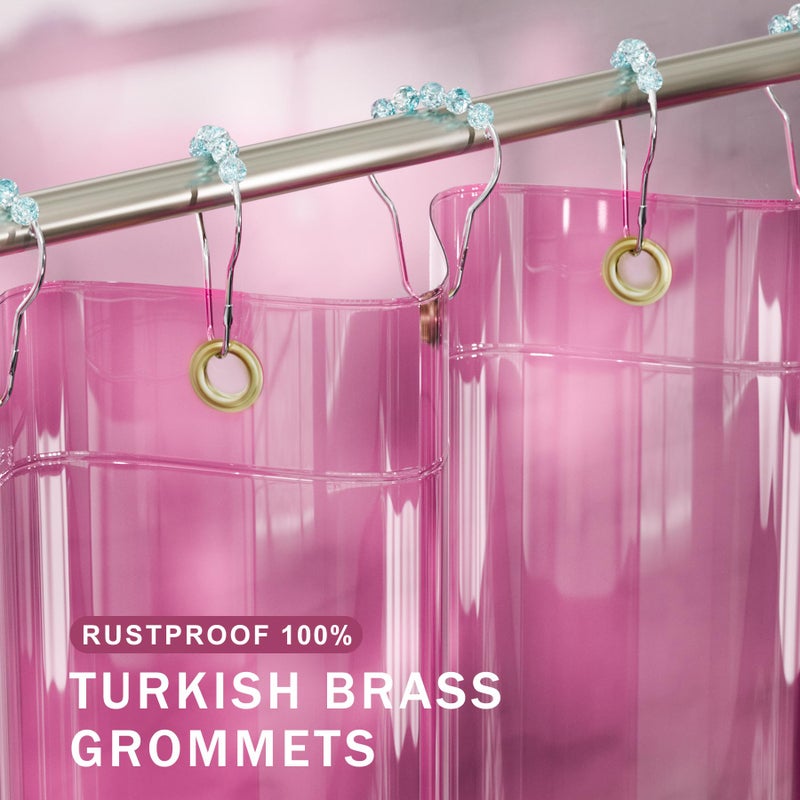 AmazerBath Pink Shower Curtain Liner, 100% EVA Soft Clear Heavy Duty Shower Curtain and Liner 2-in-1, 72x72 Luxury Plastic Weighted Bathroom Shower Liner, 12 Rustproof Grommets & 3 Heavyweight Stones - Image 4