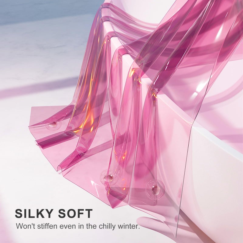 AmazerBath Pink Shower Curtain Liner, 100% EVA Soft Clear Heavy Duty Shower Curtain and Liner 2-in-1, 72x72 Luxury Plastic Weighted Bathroom Shower Liner, 12 Rustproof Grommets & 3 Heavyweight Stones - Image 2