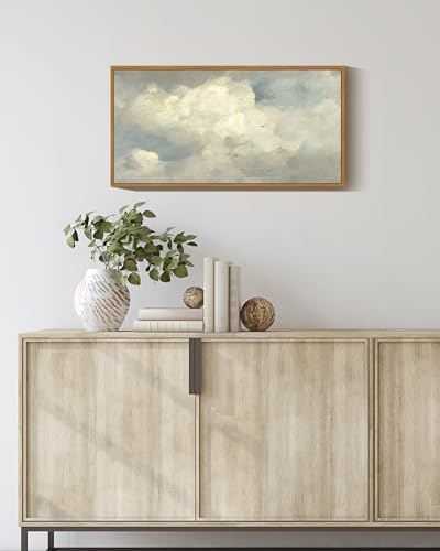 KUVIOKE Vintage Landscape Framed Wall Art Retro Sky Cloud Nature Classic Paints Rustic Farmhouse Kitchen Bathroom Office Decor 8x16in (Natural Framed) - Image 5