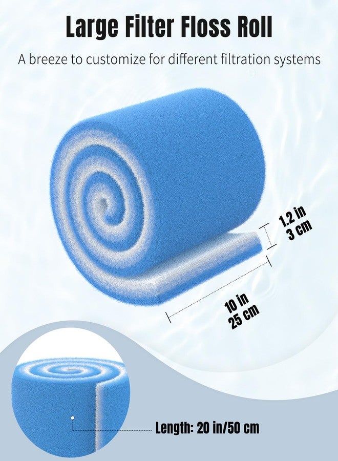باوفلي لفافة خيط ترشيح أحواض السمك من باوفلاي، مقاس 20 × 10 × 1.2 بوصة، قابلة للقص، لون أزرق وأبيض، مناسبة لأحواض أسماك المياه العذبة والمالحة والبرك الصغيرة. - Image 3
