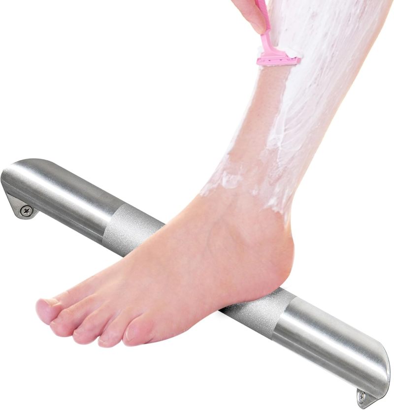 Shower Foot Rest: Silver Shower Foot Ledge - Shower Shaving Aid for Home Bathroom Use - Image 2