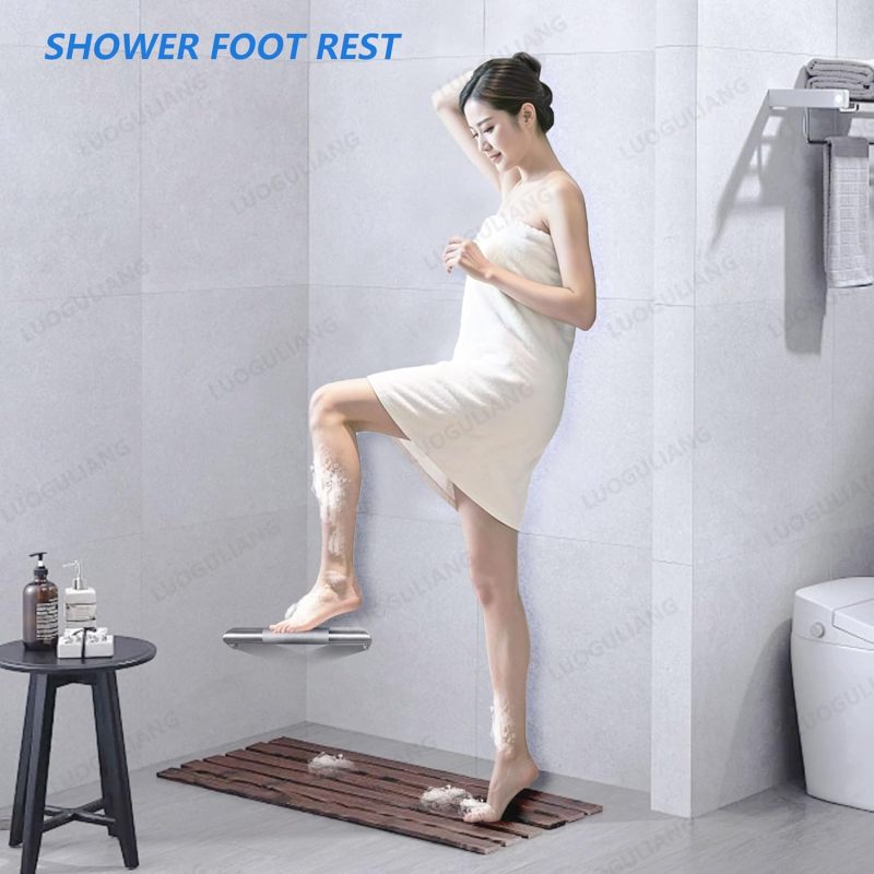 Shower Foot Rest: Silver Shower Foot Ledge - Shower Shaving Aid for Home Bathroom Use - Image 4