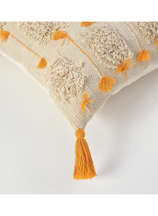 Furnistitchs Furnistitchs Premium Decorative Throw Cushion Pillow Cover Boho Home Decor - Living Room Bedroom Couch Sofa Cushion Covers 16 inch x 16 inch (Mustard Tassels, 2) - Image 3