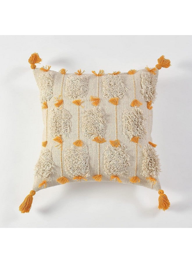 Furnistitchs Furnistitchs Premium Decorative Throw Cushion Pillow Cover Boho Home Decor - Living Room Bedroom Couch Sofa Cushion Covers 16 inch x 16 inch (Mustard Tassels, 2) - Image 2
