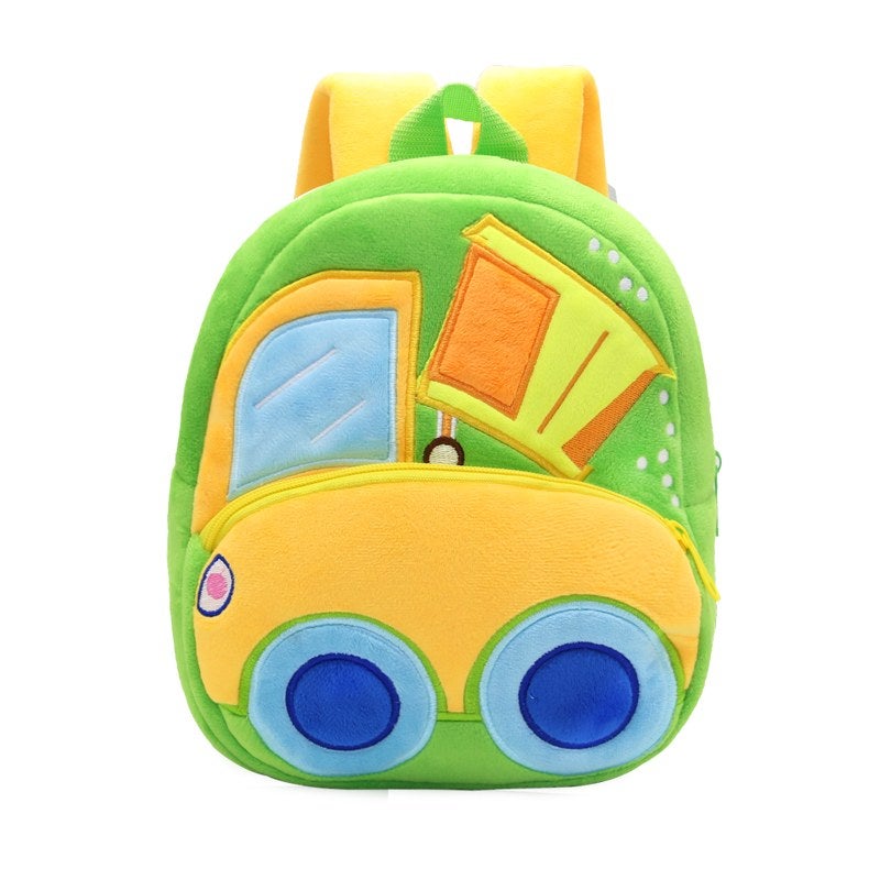 Plush Kids Backpack, Dump Truck Vehicle Design, Soft Lightweight School Bag for Toddlers and Preschool Kids - Image 1