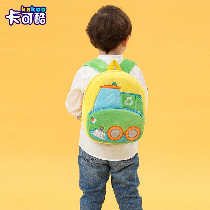 Plush Kids Backpack, Dump Truck Vehicle Design, Soft Lightweight School Bag for Toddlers and Preschool Kids - Image 3