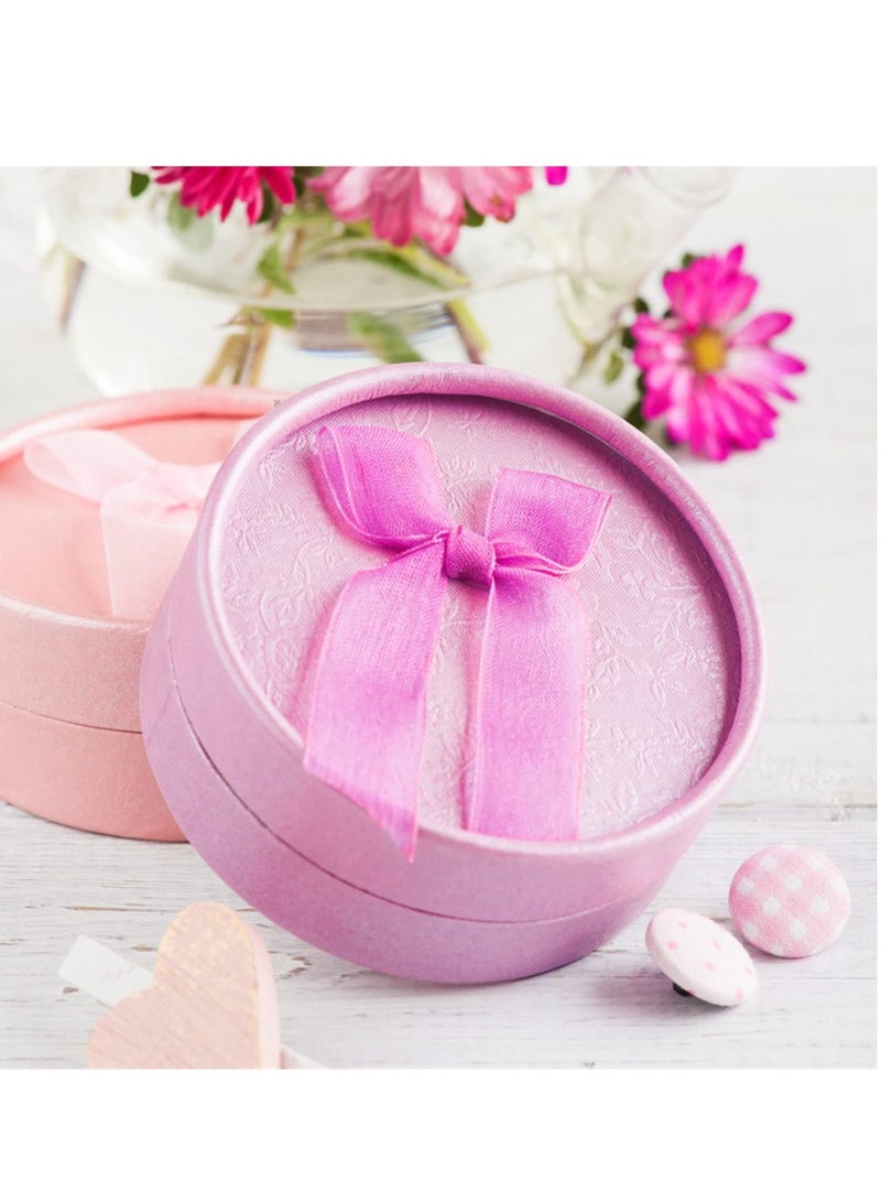 SYOSI 24 قطعة من صناديق هدايا الخواتم والمجوهرات، صندوق هدايا الخواتم من الورق المقوى الصغير بألوان متنوعة مع فيونكة وحشوة مخملية، خواتم صغيرة وعلبة أقراط لأعياد الميلاد وعيد الحب وعيد الأم (6 ألوان) - Image 3