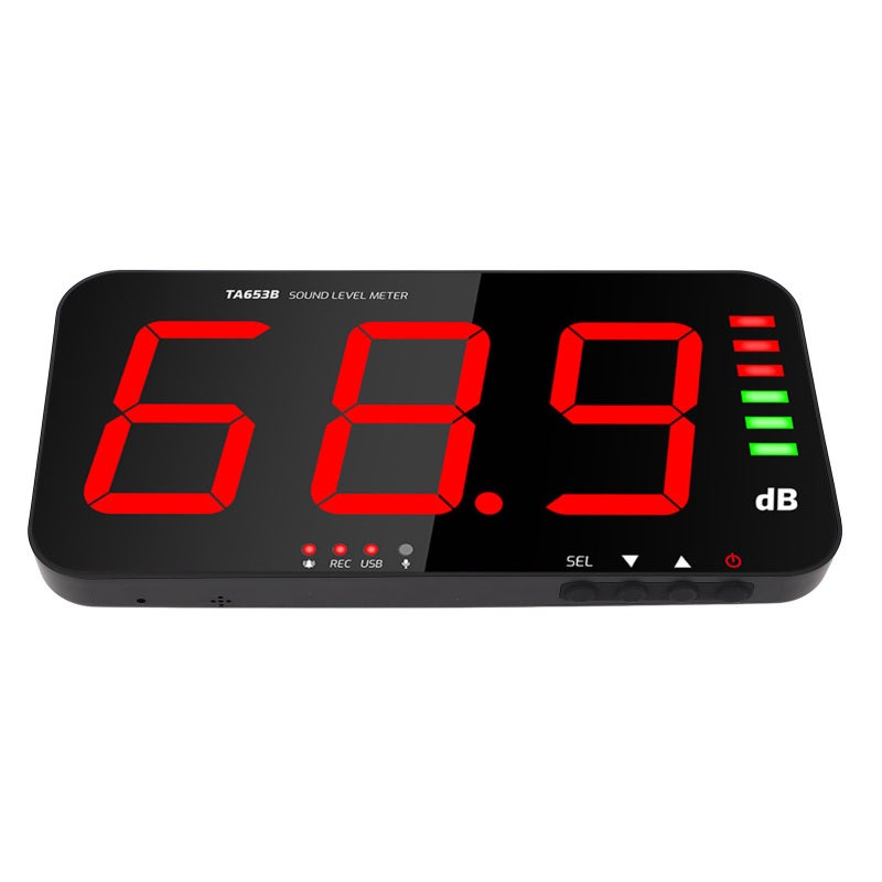 TASI Large Screen Decibel Meter Recorder 13in LED Display ±1.5dB Accuracy - High Sensitivity 1/2in Capacitive Microphone Sound Level Meter with Buzzer Alarm for Indoor Noise Monitoring - Image 4