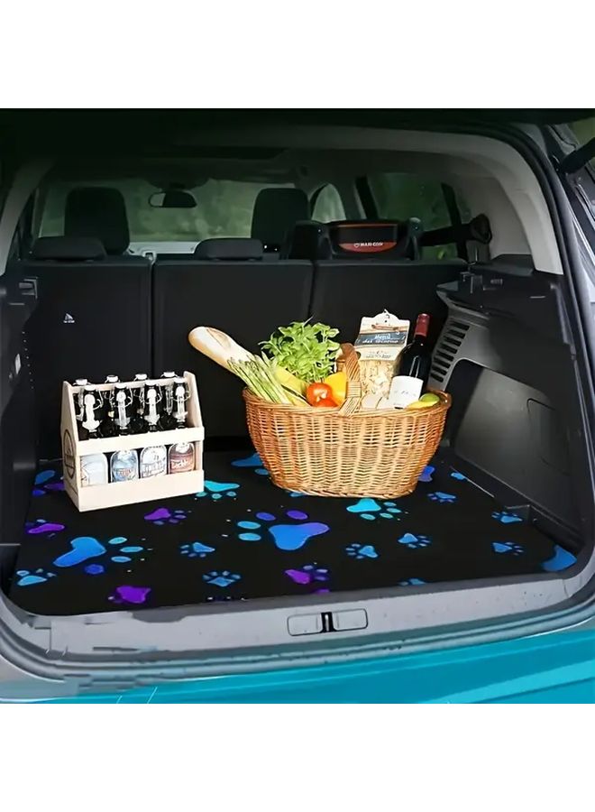 1pc Polyester Car Trunk Mat Paw Print Design Keeps Trunk Dry Clean Adds Vehicle Personality Durable Protector - Image 2