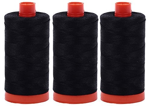 3PACK  Aurifil 50WT  Black Solid  Mako Cotton Thread  1422Yds EACH