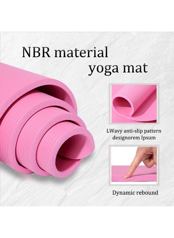 10mm Thick NBR Anti Slip Yoga Mat With Free Carry Strap, Shock Absorbing Comfort Foam Exercise Mat For Pilates Home Workout - Image 3