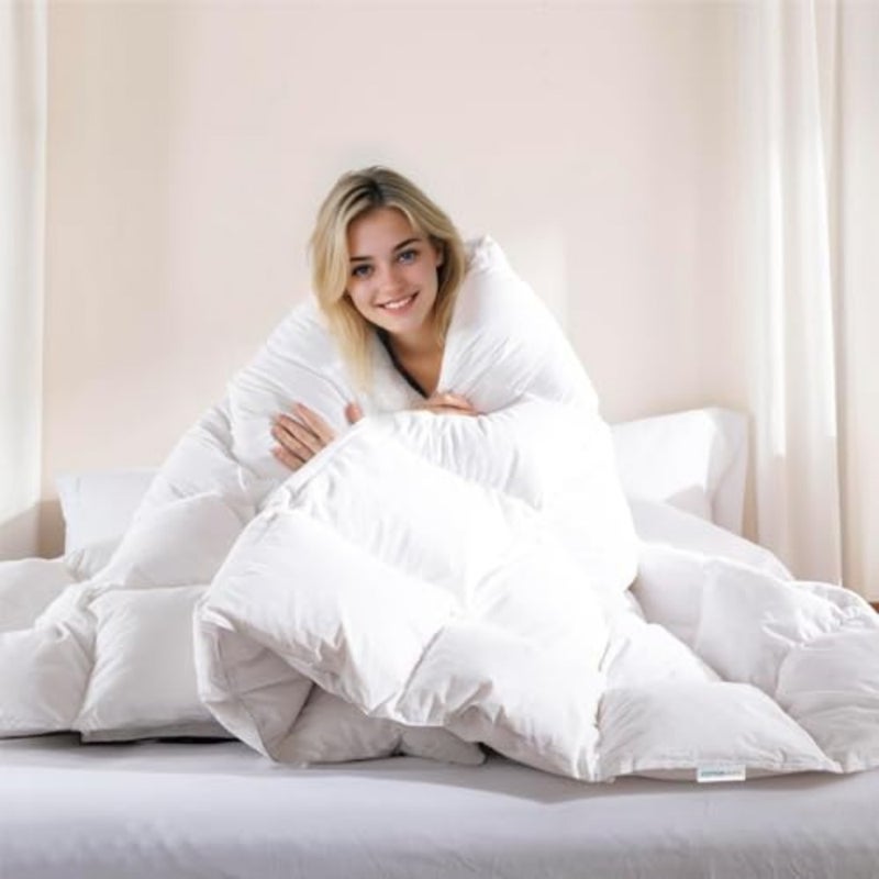 Premium Anti Microbial Bedding Comforter Duvet Insert White Microfiber All Season Luxurious Sleeping Quilted Comforter/Duvet with Corner Tabs Box Stitched Quilting Duvet - Image 3