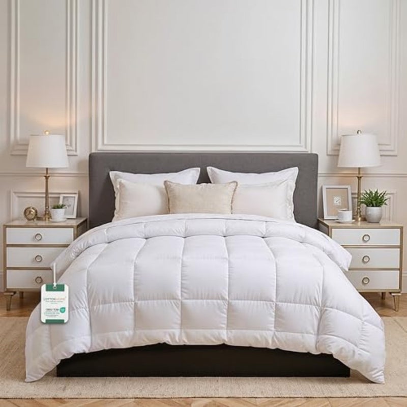 Premium Anti Microbial Bedding Comforter Duvet Insert White Microfiber All Season Luxurious Sleeping Quilted Comforter/Duvet with Corner Tabs Box Stitched Quilting Duvet - Image 1