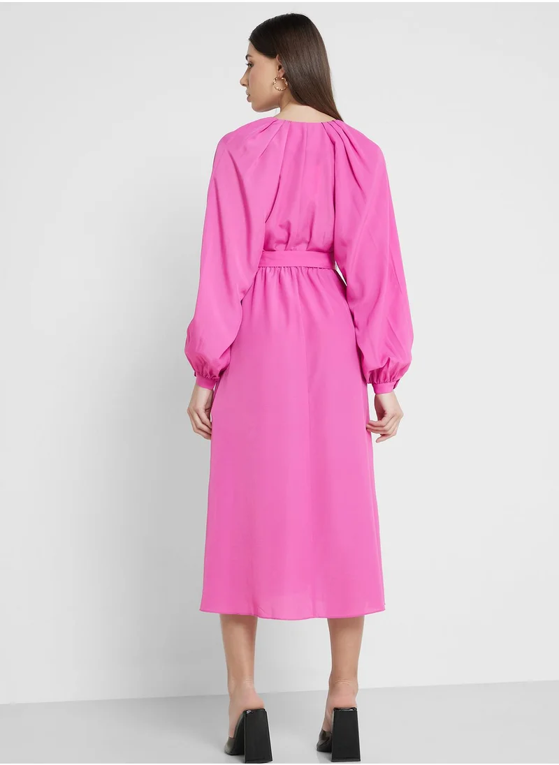 Ted Baker V-Neck Puff Sleeve Dress