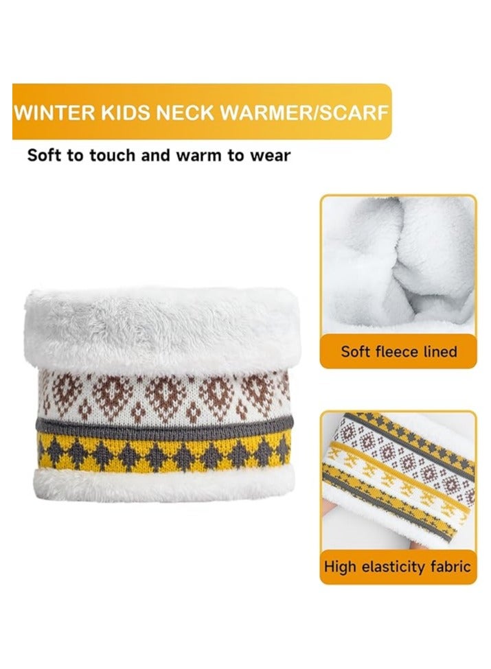 Children's Hat, Scarf, and Gloves Set 4-in-1 Patterned Winter Knit Wool Hat for Boys and Girls Fleece-Lined Neck Warmer, Mittens and Gloves Suitable for Ages 3-8 - Image 3
