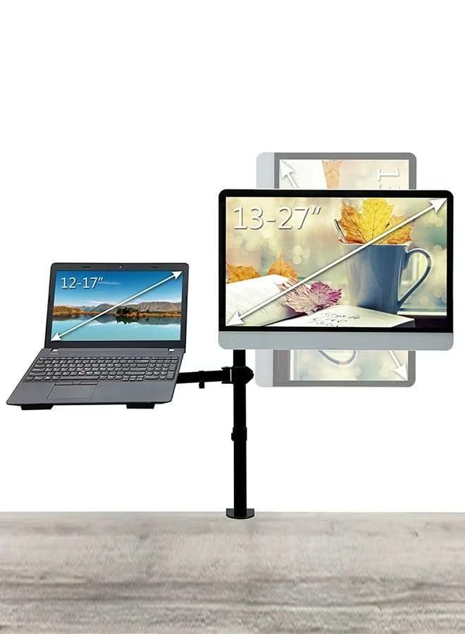 XiuWoo Adjustable Laptop Monitor Mount, Single Monitor Desk Mount holds 32 inch, Laptop Notebook Desk Mount Stand Fits up to 17 inch  - Image 1