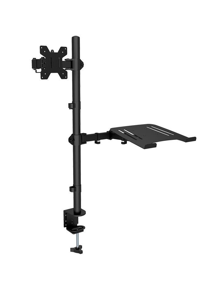 Adjustable Laptop Monitor Mount, Single Monitor Desk Mount holds 32 inch, Laptop Notebook Desk Mount Stand Fits up to 17 inch