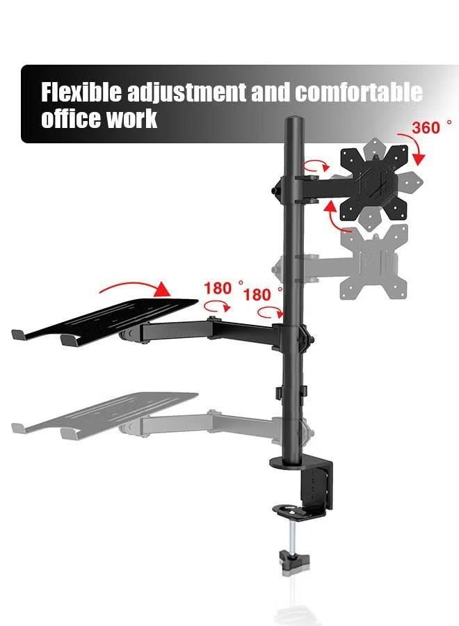 Adjustable Laptop Monitor Mount, Single Monitor Desk Mount holds 32 inch, Laptop Notebook Desk Mount Stand Fits up to 17 inch