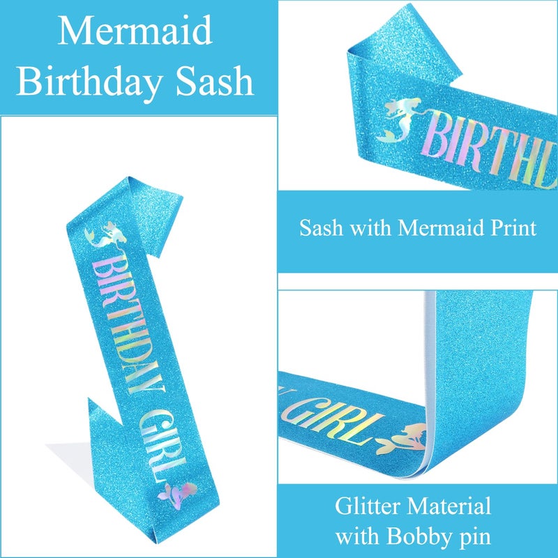 Didder Mermaid Themed Party Outfit: Sash, Crown and Decorations for Girls - Image 2