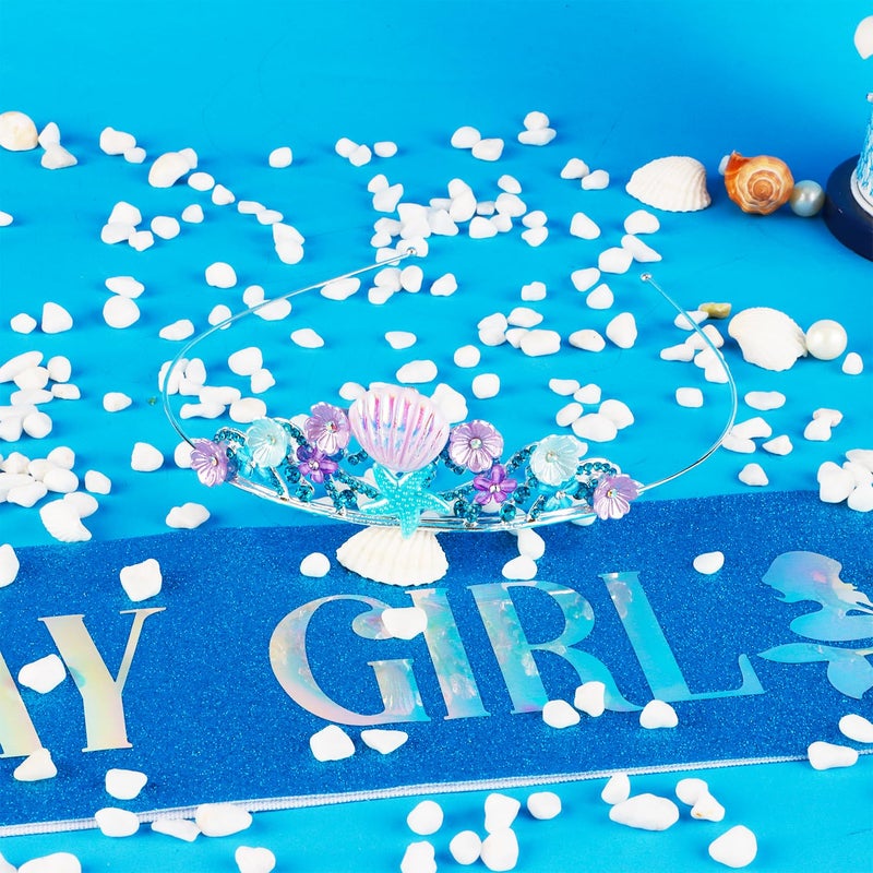 Didder Mermaid Themed Party Outfit: Sash, Crown and Decorations for Girls - Image 4