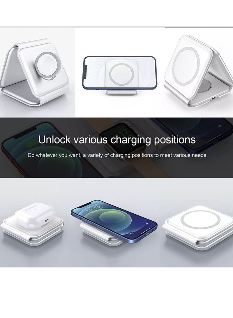 ELTRAZONE New 2022 Foldable Ultra-Thin Mobile Phone Watch Stand Charger 15W Fast QI Magnetic 3 in 1 Wireless - Image 3