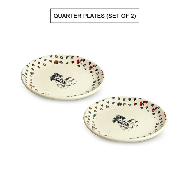 ExclusiveLane 'Daawat-e-Taj' Handcrafted Small Ceramic Plates Ceramic Quarter Plates Side Plates (Set of 2, Microwave Safe, Dishwasher Safe) - Ceramic Plate Set Snacks Serving Plates - Image 2