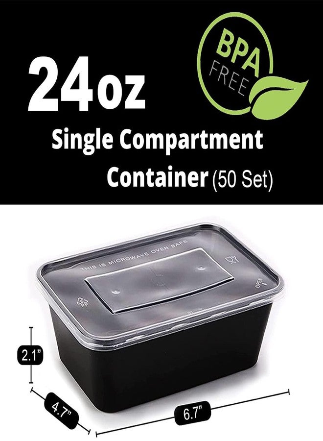 Conyee Meal Prep Containers with Lids Reusable Food Prep Storage Containers TO-GO Container Plastic Lunch Box Disposable Bento Box 24oz- Microwave, Freezers & Dishwashers Safe, 50 Set - Image 2