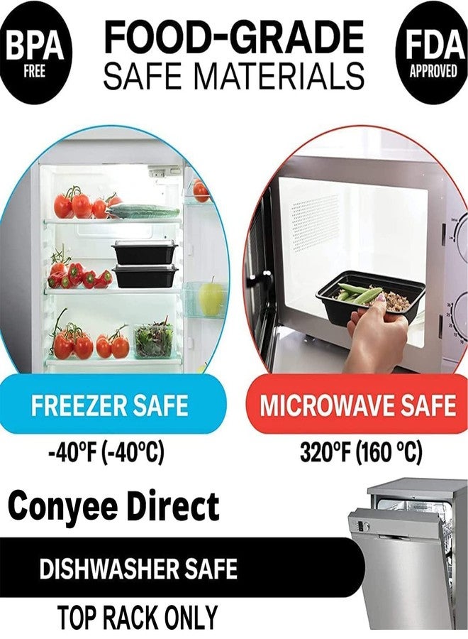 Conyee Meal Prep Containers with Lids Reusable Food Prep Storage Containers TO-GO Container Plastic Lunch Box Disposable Bento Box 24oz- Microwave, Freezers & Dishwashers Safe, 50 Set - Image 3